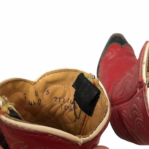 Vintage Toddler Boots 4 1/2D Red And Black made In USA - Picture 9 of 10